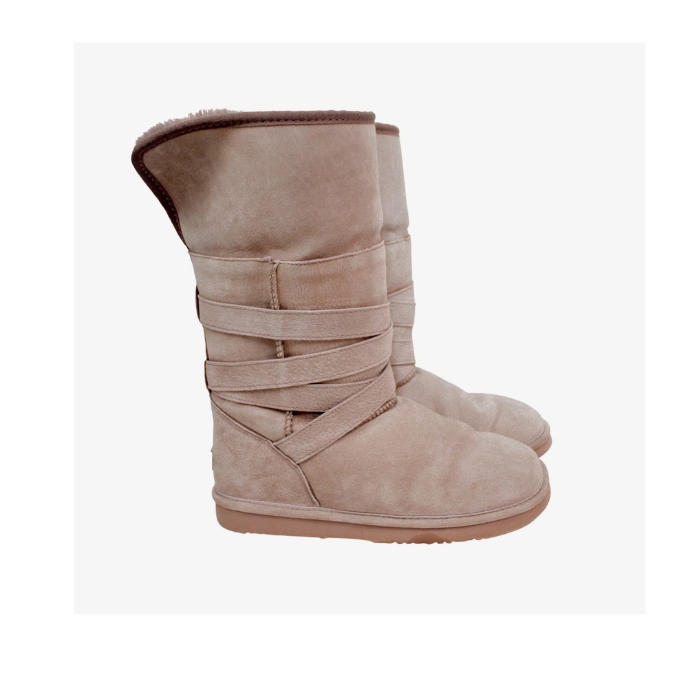 LAMO Leather Suede Boots Fuzzy Lined Distressed Look Women's Size 8